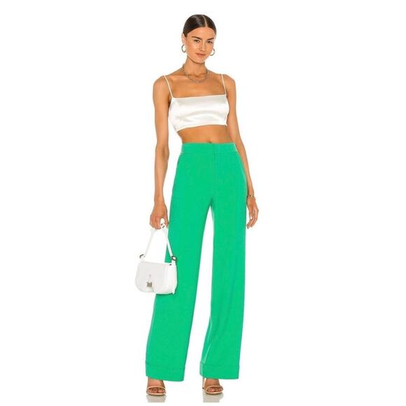 Alice + Olivia Pants - alice + olivia Dylan Cuff Pant in Mint Kelly Green Wide Leg Pants US 4